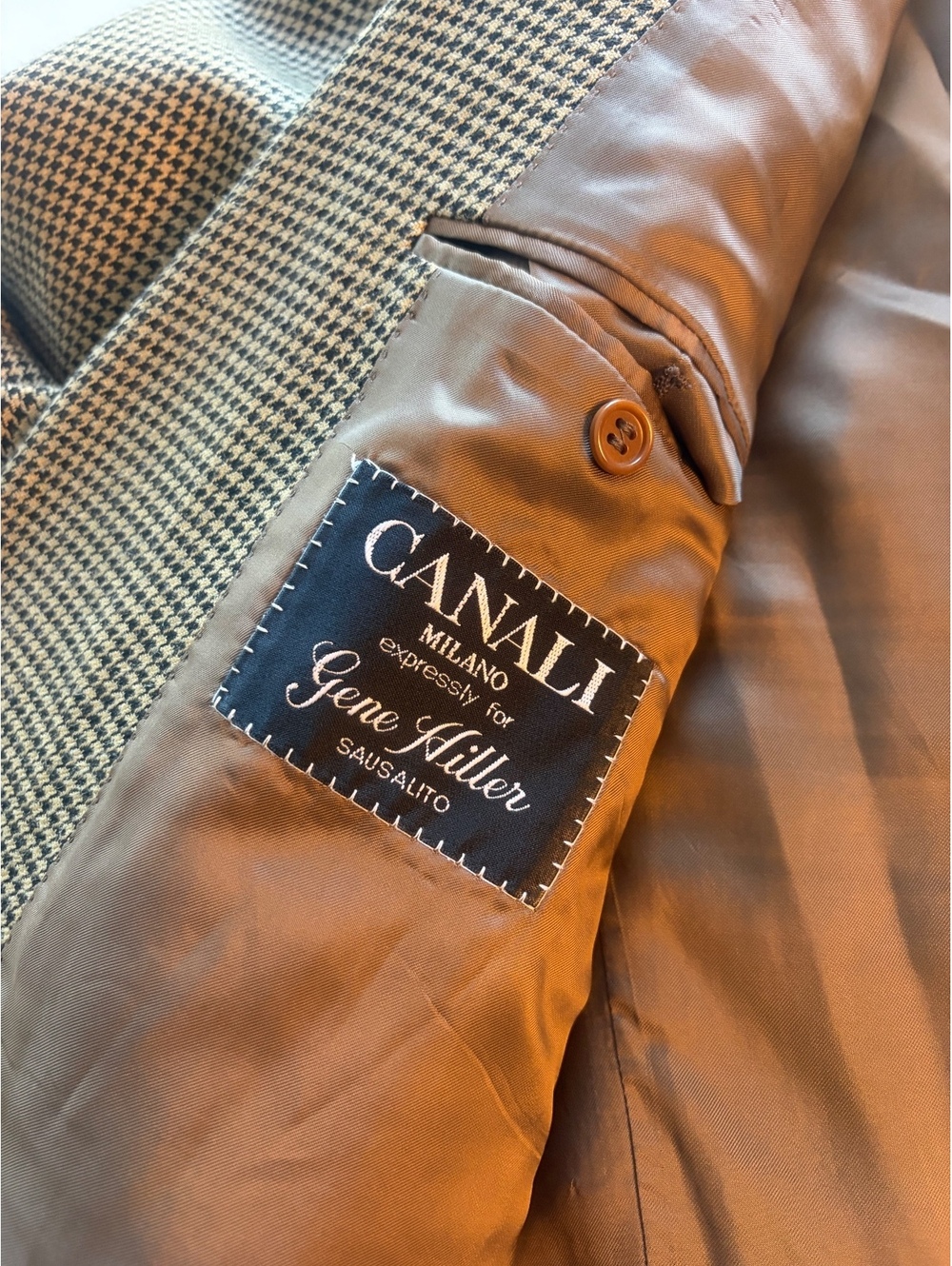 Canali Milano brown Houndstooth Blazer Size 54 Made in Italy